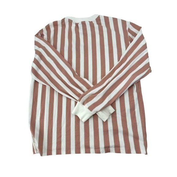 Guess Pink Striped Long Sleeve Crew Neck Shirt Embroidered Guess Logo Women's M - Picture 11 of 16